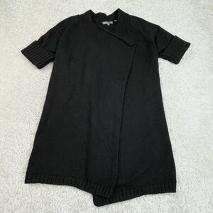 Vince Short Sleeve Open Drape Cardigan Wool Sweater Black